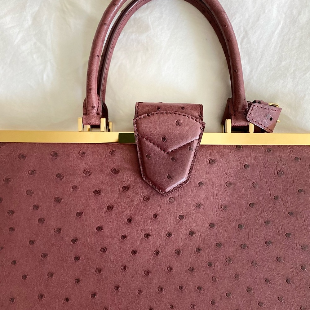 Louis Vuitton Ostrich Top Handle Deesse GM Prune - Picture 1 of 5